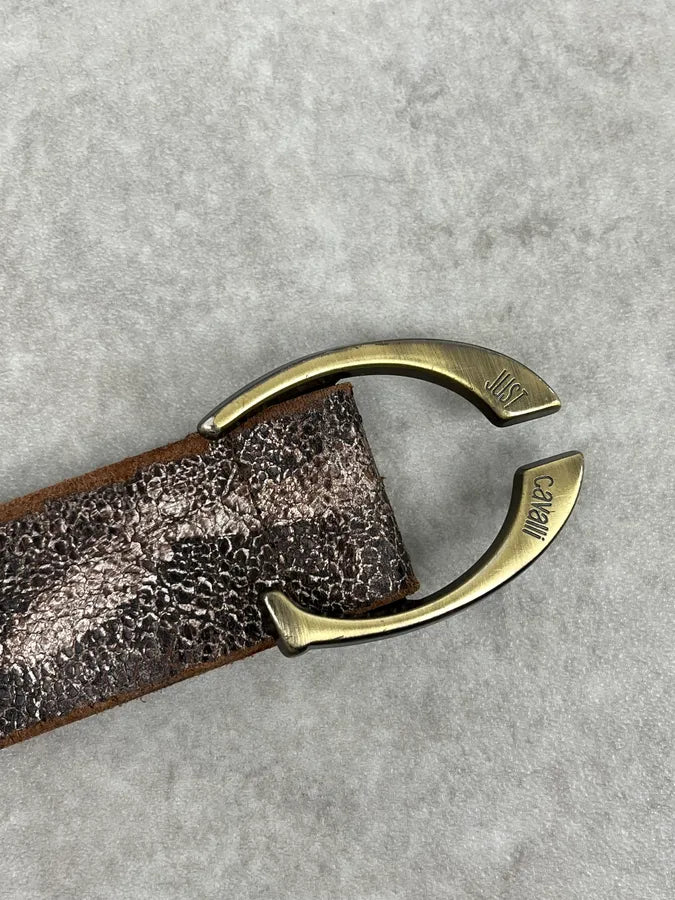 2000s Cavalli Brown Eroded Premium Leather Belt NhHfDVt 6
