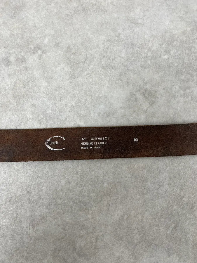 2000s Cavalli Brown Eroded Premium Leather Belt NhHfDVt 5