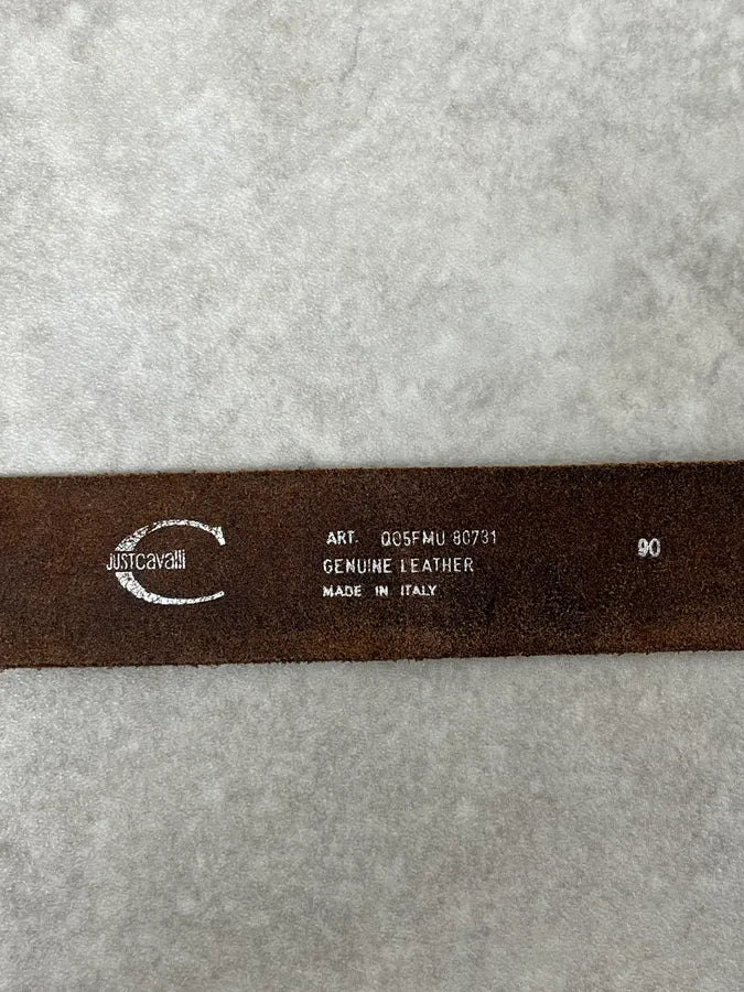 2000s Cavalli Brown Eroded Premium Leather Belt NhHfDVt 7