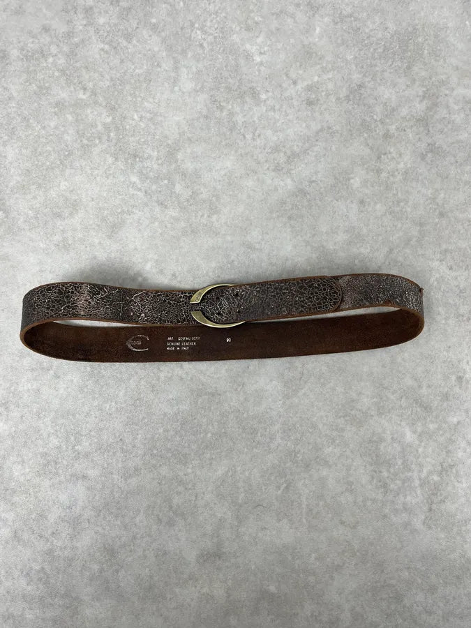 2000s Cavalli Brown Eroded Premium Leather Belt NhHfDVt 2