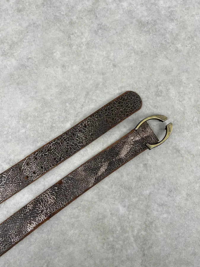 2000s Cavalli Brown Eroded Premium Leather Belt NhHfDVt 3