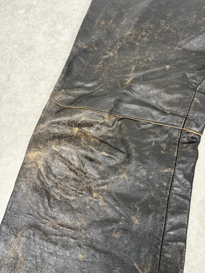 2000s Cavalli Brown Faded Leather Pants PpZcNwS 6