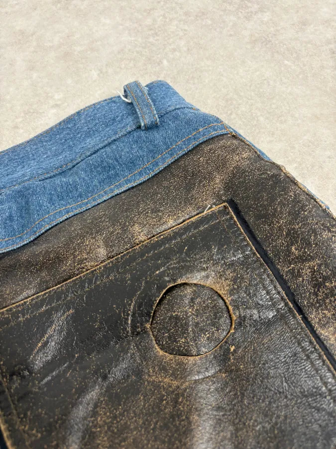 2000s Cavalli Brown Faded Leather Pants PpZcNwS 8