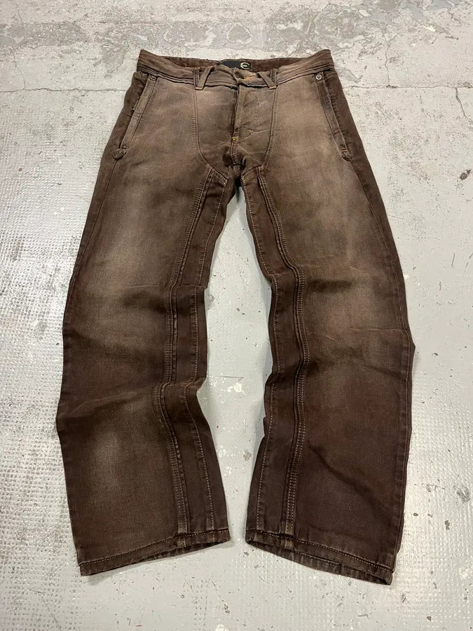 2000s Cavalli Brown Faded Relaxed Denim Jeans SKxGYhR 0