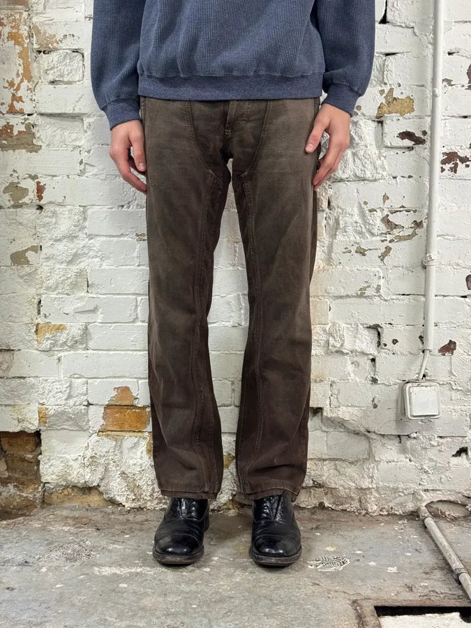 2000s Cavalli Brown Faded Relaxed Denim Jeans SKxGYhR 1