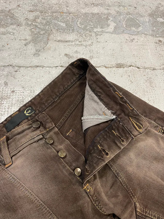 2000s Cavalli Brown Faded Relaxed Denim Jeans SKxGYhR 10
