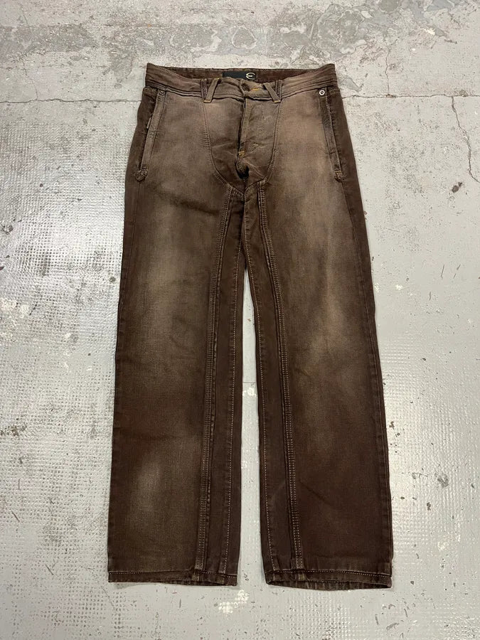 2000s Cavalli Brown Faded Relaxed Denim Jeans SKxGYhR 4
