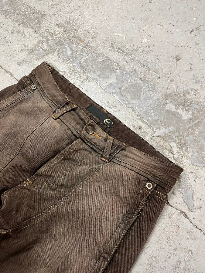 2000s Cavalli Brown Faded Relaxed Denim Jeans SKxGYhR 5