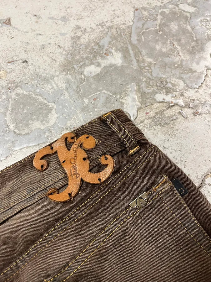 2000s Cavalli Brown Faded Relaxed Denim Jeans SKxGYhR 9