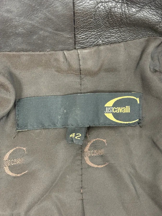 2000s Cavalli Brown Fur Leather Jacket qJAEleX 12