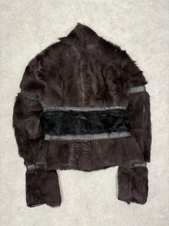 2000s Cavalli Brown Fur Leather Jacket qJAEleX 3