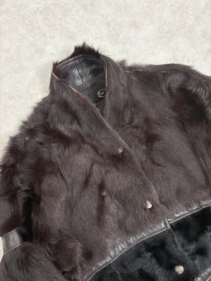 2000s Cavalli Brown Fur Leather Jacket qJAEleX 5