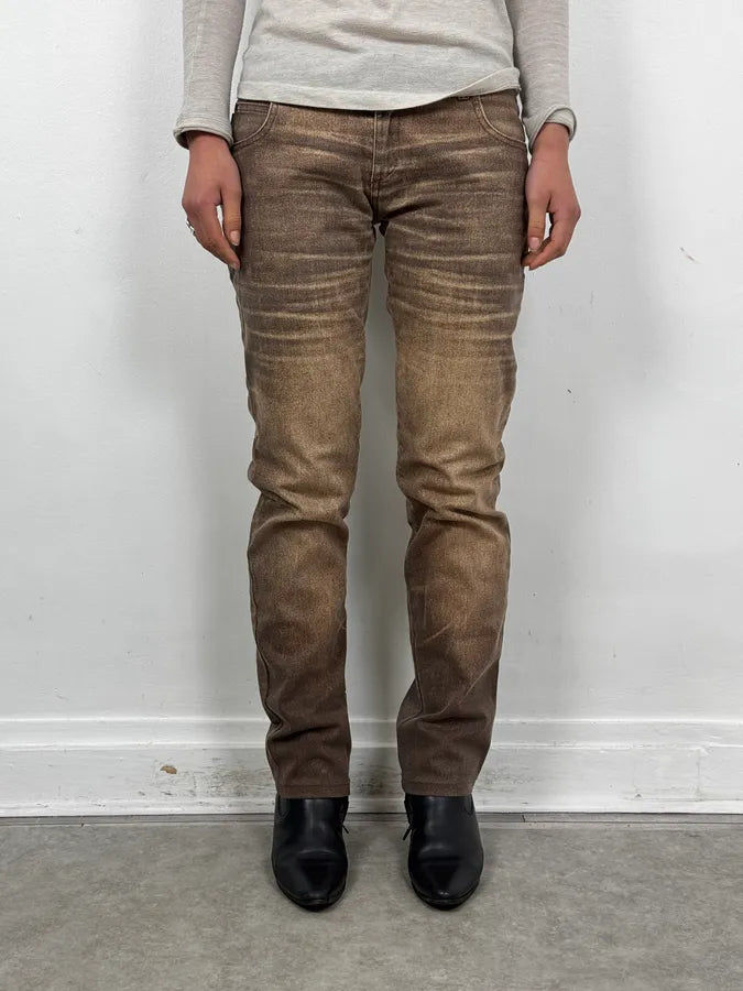 SS2004 Cavalli Brown Overprint Sunset Pants Pddyyrj 0