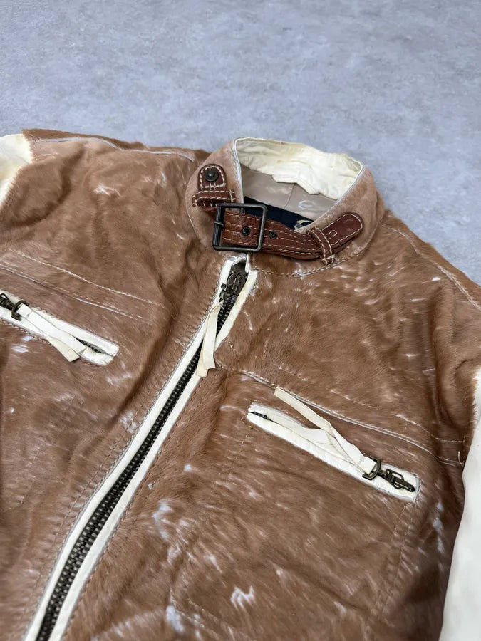 2000s Cavalli Brown Pony Hair & White Leather Jacket PsBCHUj 4