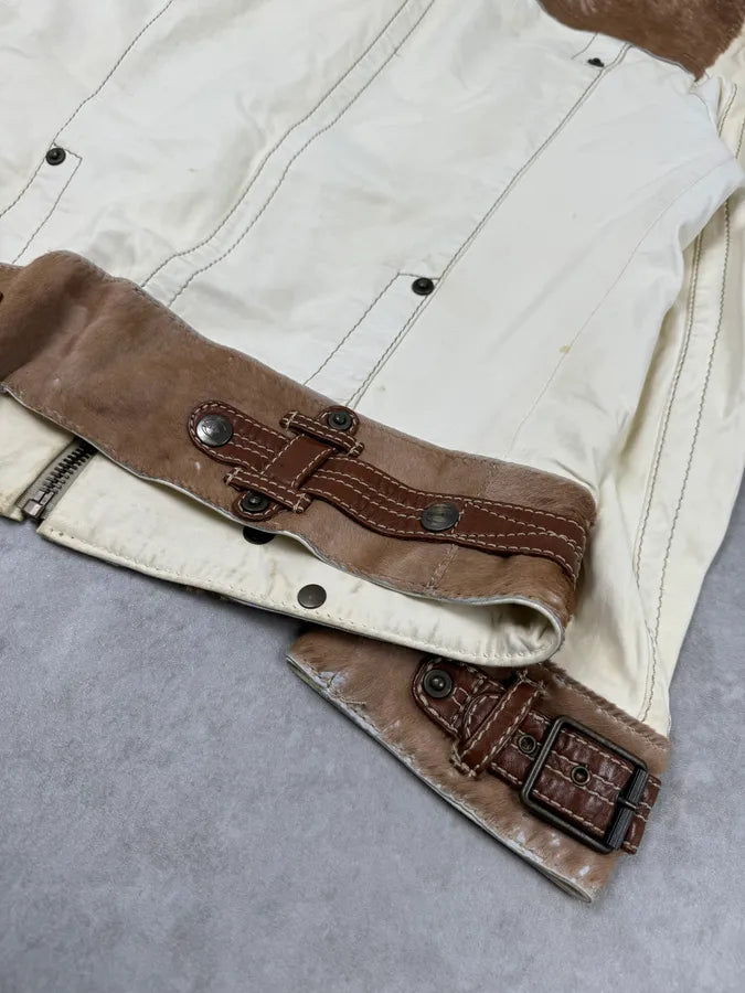 2000s Cavalli Brown Pony Hair & White Leather Jacket PsBCHUj 5