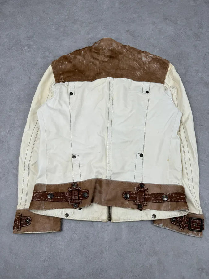 2000s Cavalli Brown Pony Hair & White Leather Jacket PsBCHUj 6
