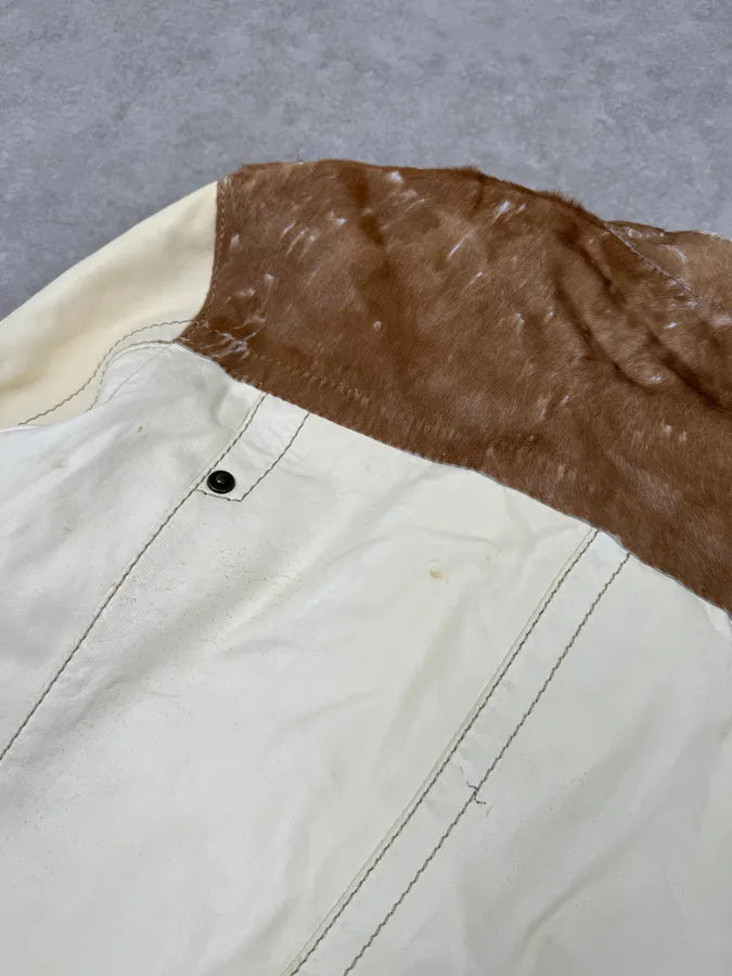 2000s Cavalli Brown Pony Hair & White Leather Jacket PsBCHUj 7