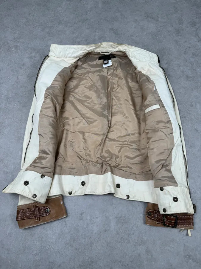 2000s Cavalli Brown Pony Hair & White Leather Jacket PsBCHUj 9