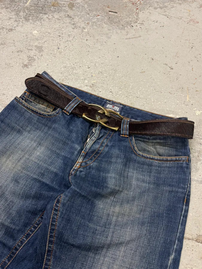 2000s Cavalli Brown Pony Hair Leather Belt IcHTAWd 0