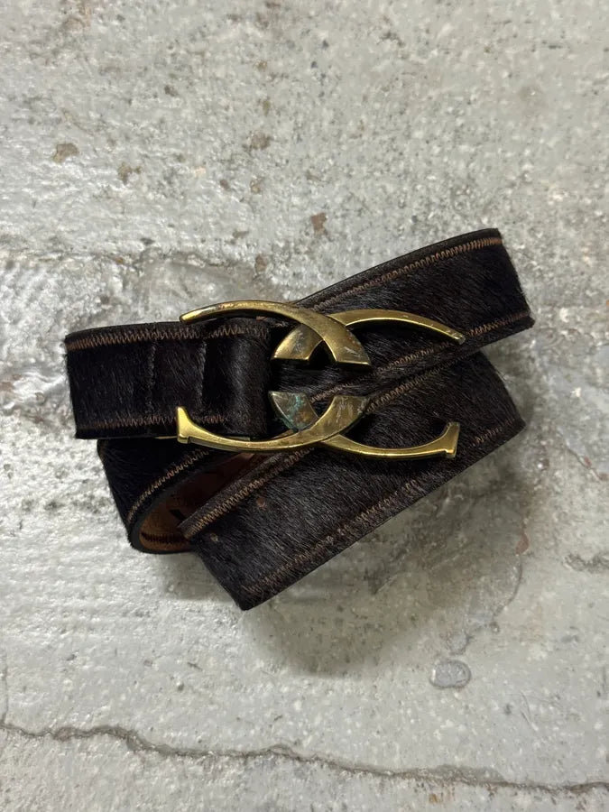 2000s Cavalli Brown Pony Hair Leather Belt IcHTAWd 2