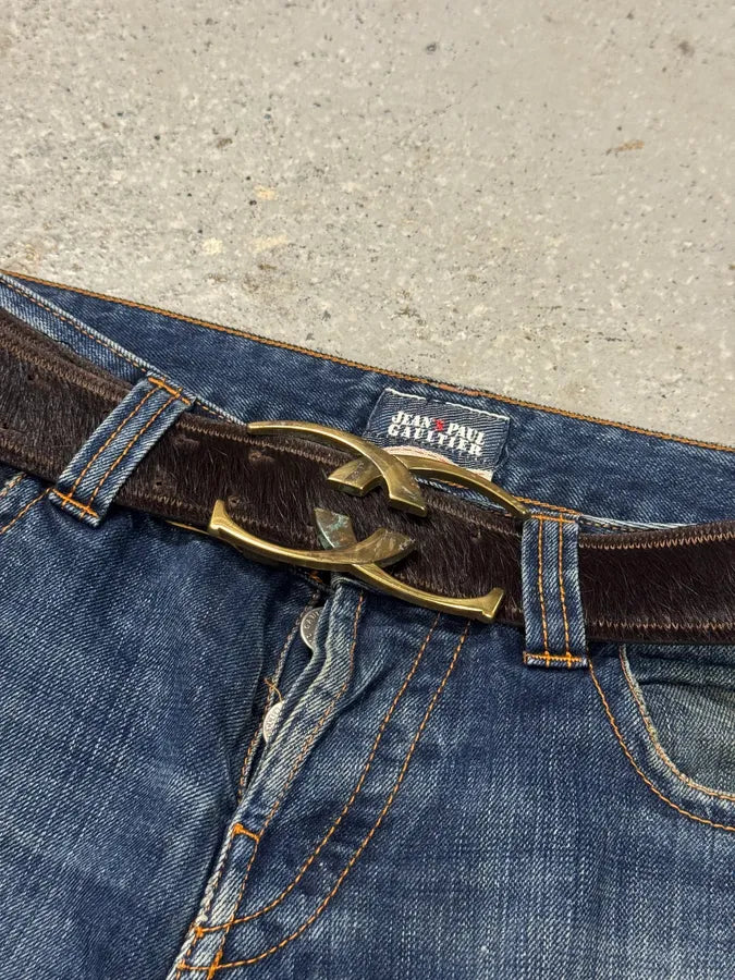 2000s Cavalli Brown Pony Hair Leather Belt IcHTAWd 3