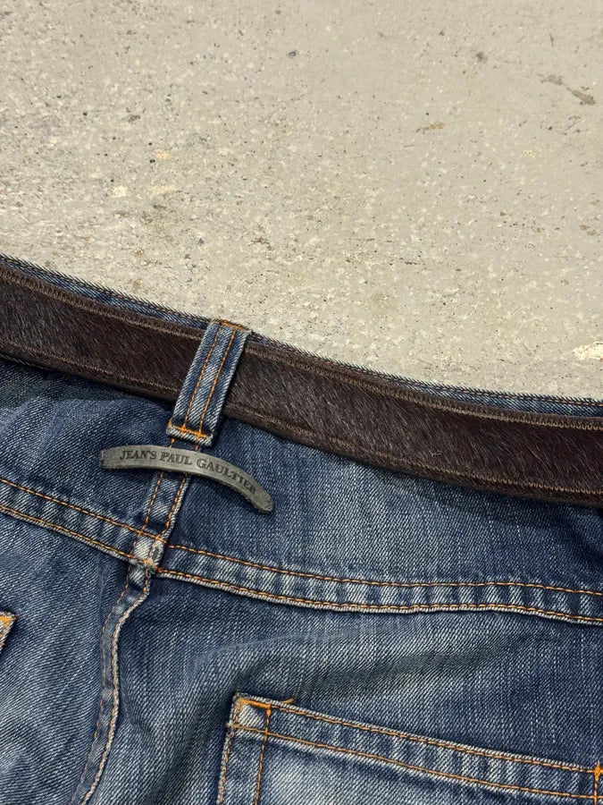 2000s Cavalli Brown Pony Hair Leather Belt IcHTAWd 5