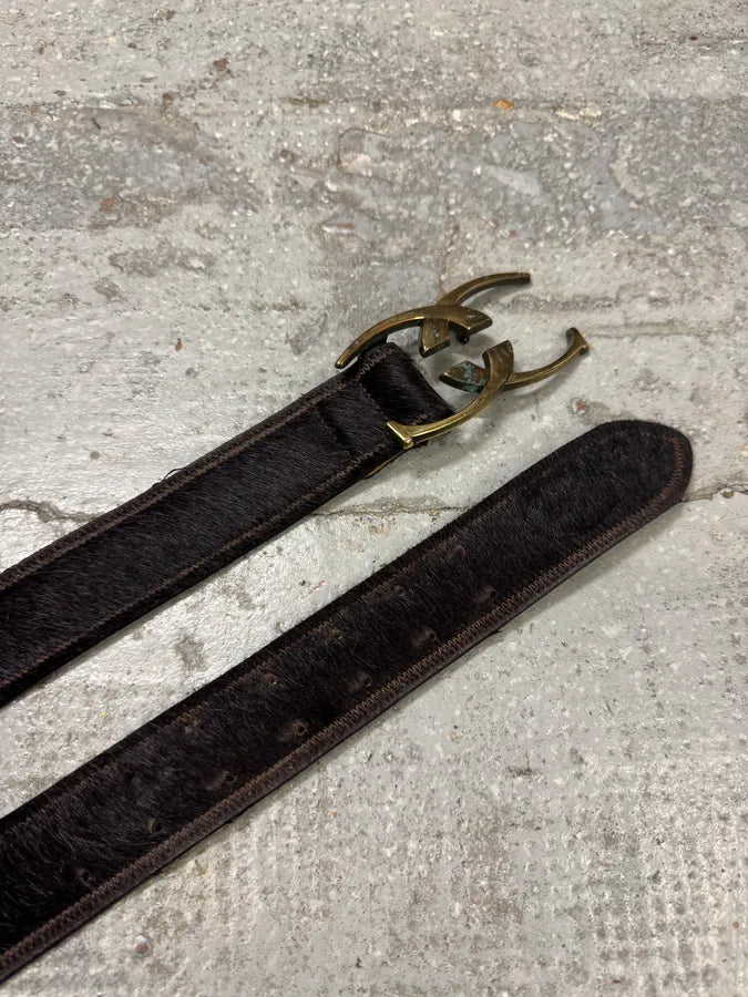 2000s Cavalli Brown Pony Hair Leather Belt IcHTAWd 6