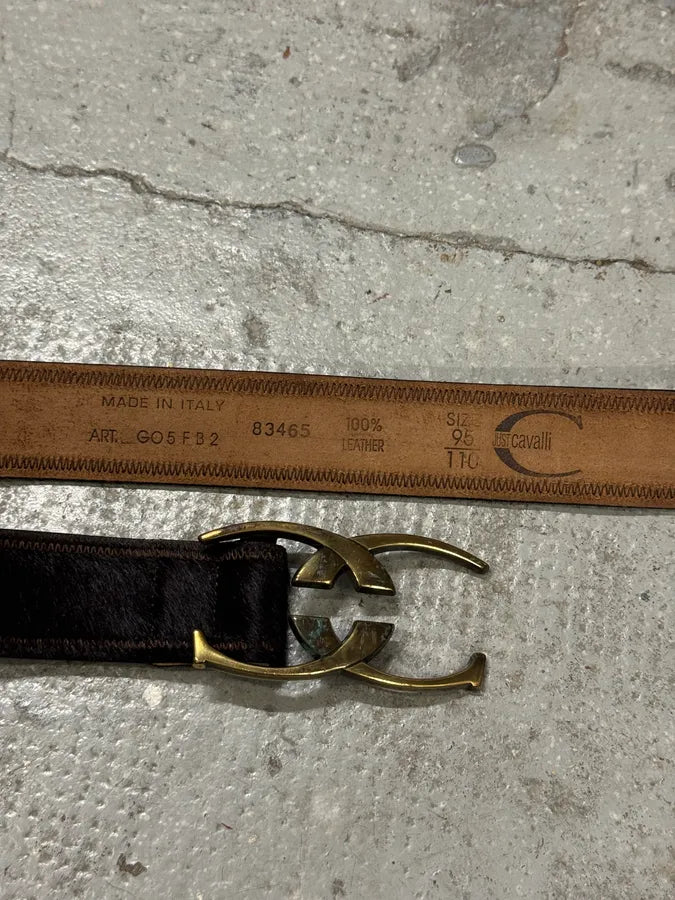 2000s Cavalli Brown Pony Hair Leather Belt IcHTAWd 7