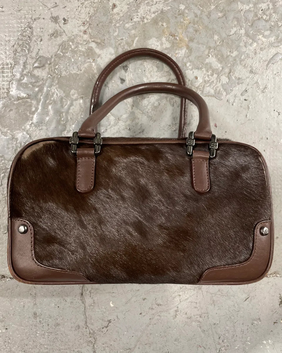 2000s Cavalli Brown Pony Hair Leather Handle Bag (OS) 1