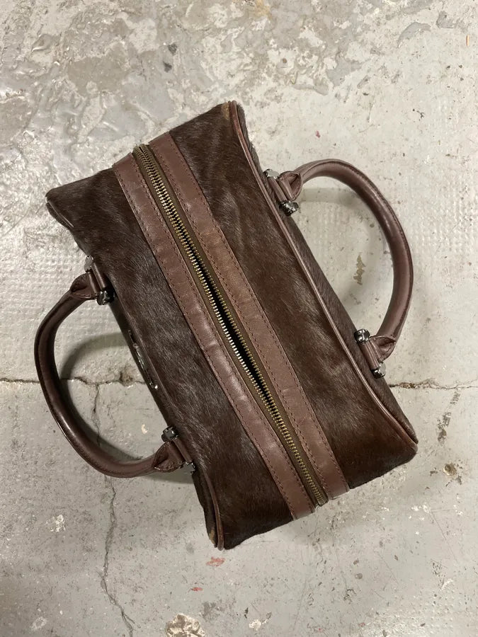 2000s Cavalli Brown Pony Hair Leather Handle Bag (OS) 2