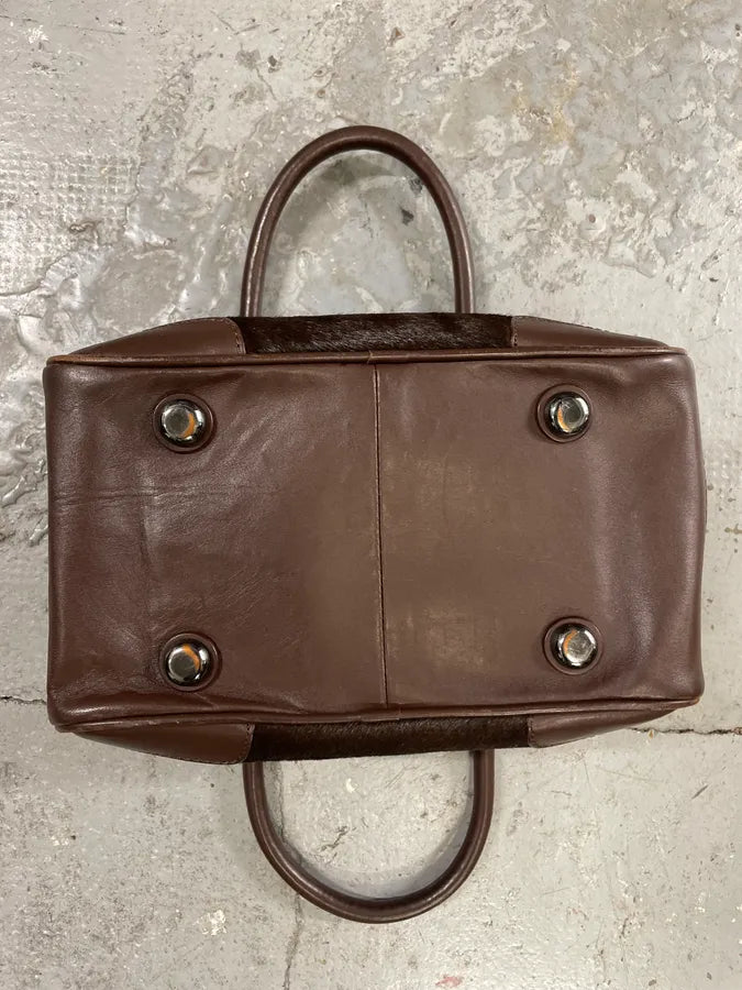2000s Cavalli Brown Pony Hair Leather Handle Bag (OS) 3