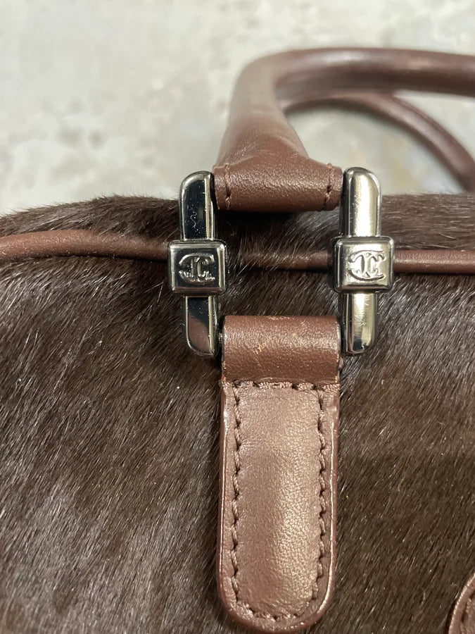 2000s Cavalli Brown Pony Hair Leather Handle Bag (OS) 6