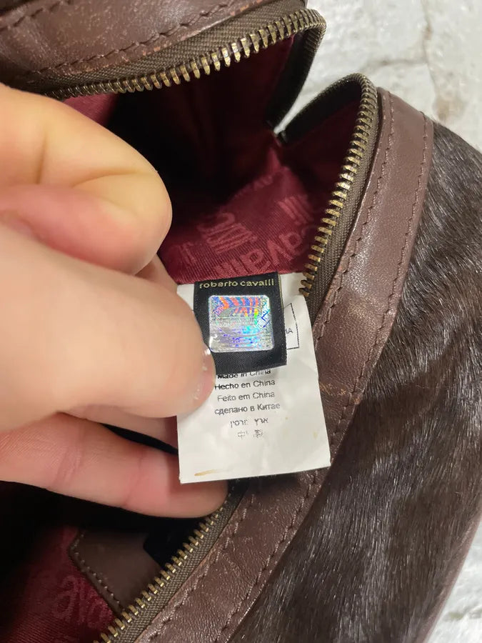 2000s Cavalli Brown Pony Hair Leather Handle Bag (OS) 9