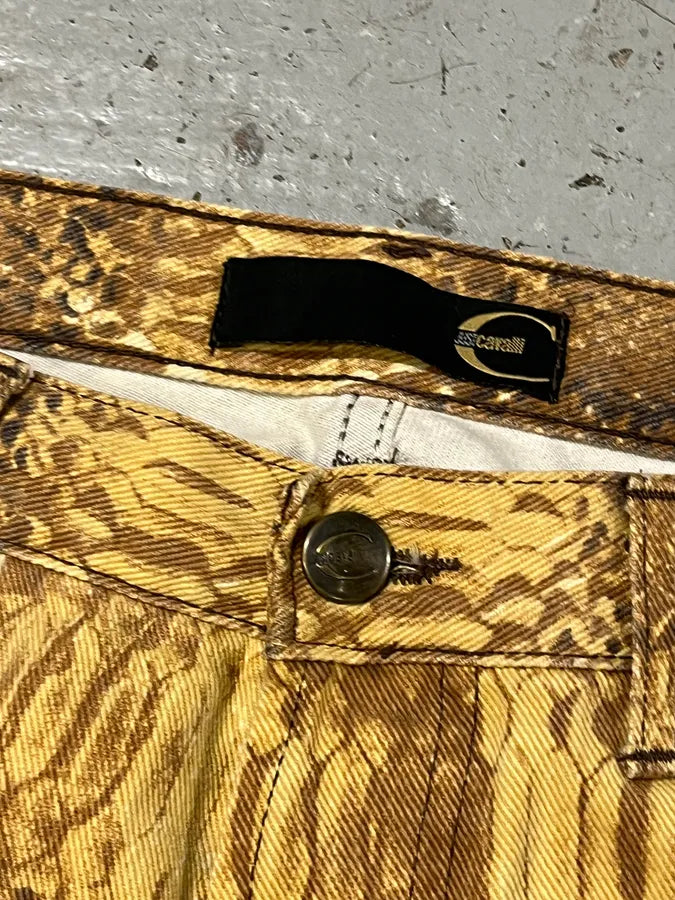 2001 Cavalli Brown Python Effect Pants WsCZUkH 8