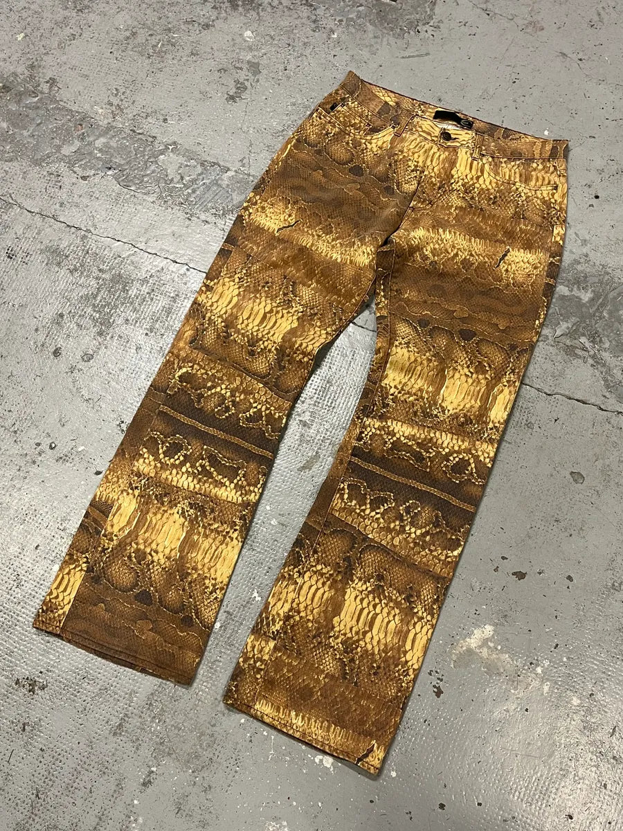 2001 Cavalli Brown Python Effect Pants WsCZUkH 4
