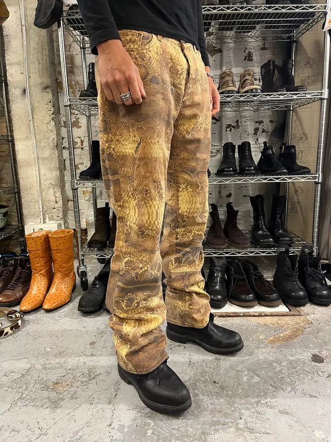 2001 Cavalli Brown Python Effect Pants WsCZUkH 2