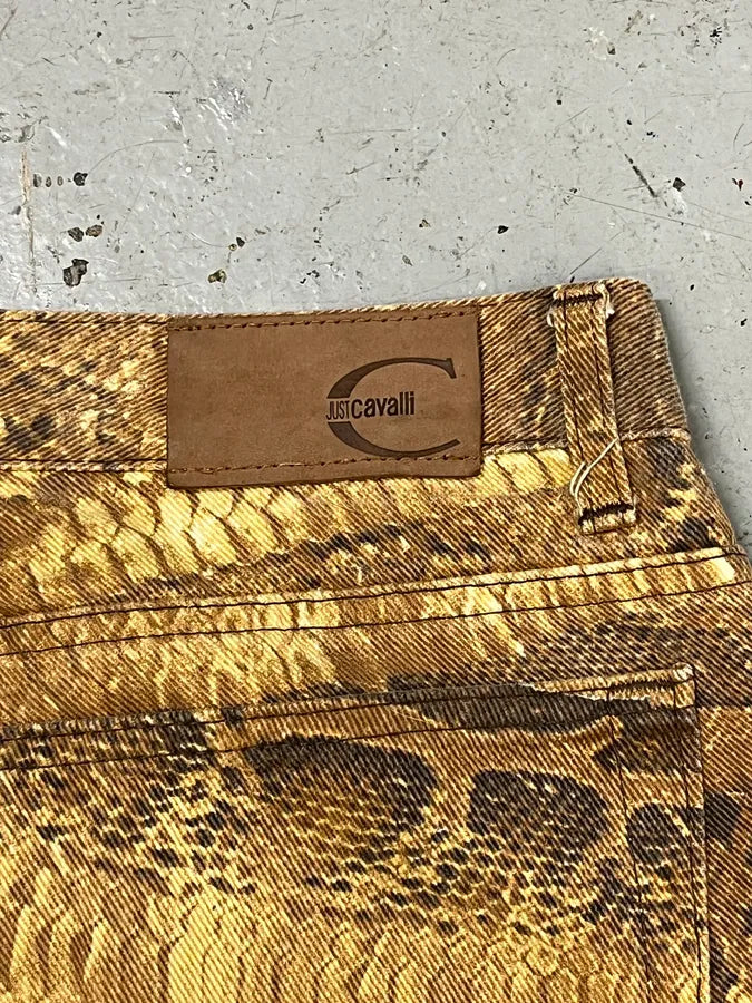 2001 Cavalli Brown Python Effect Pants WsCZUkH 9