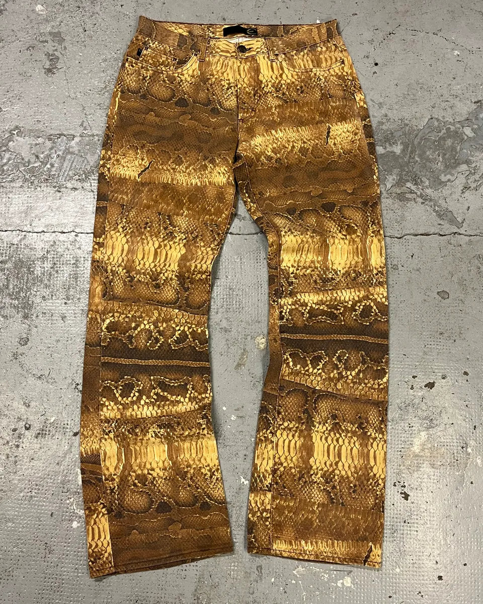 2001 Cavalli Brown Python Effect Pants WsCZUkH 0