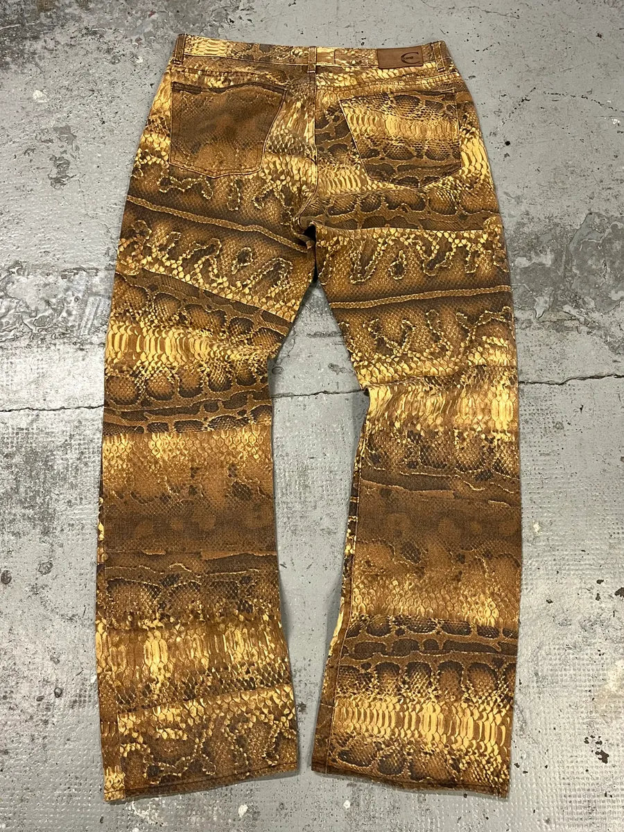 2001 Cavalli Brown Python Effect Pants WsCZUkH 6