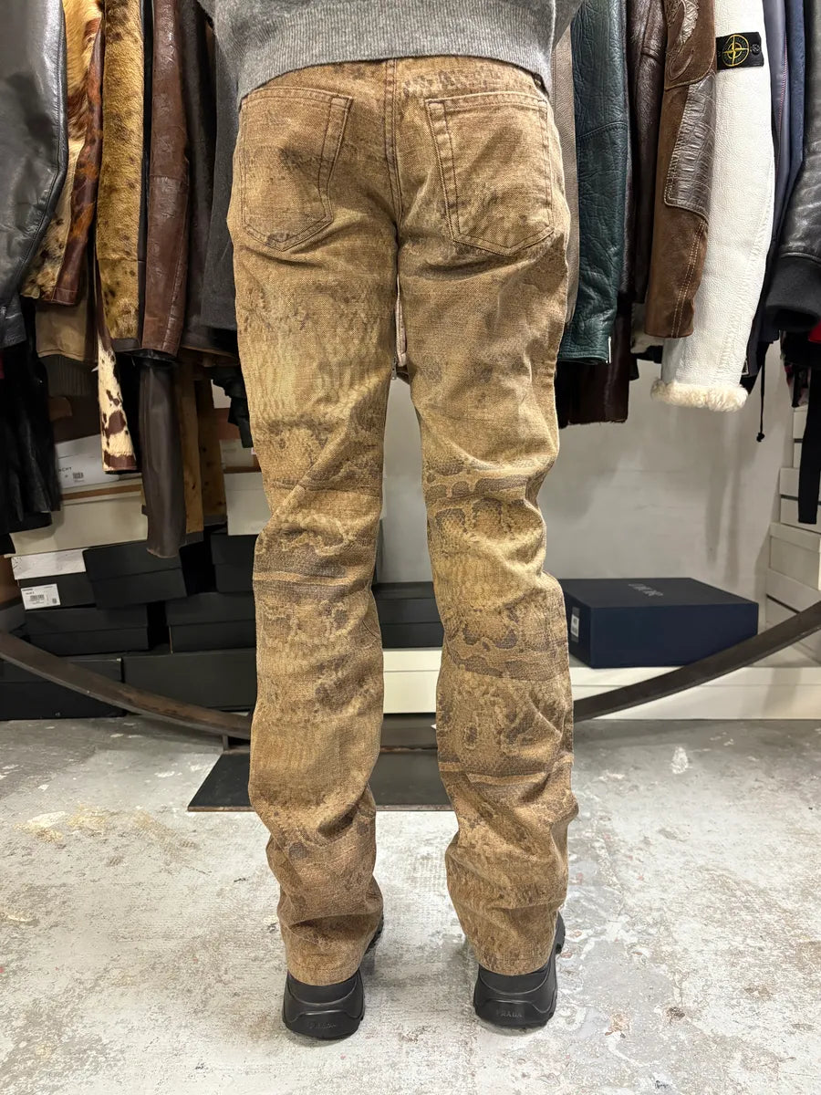 2000s Cavalli Brown Python Effect Pants QwAtzNR 4