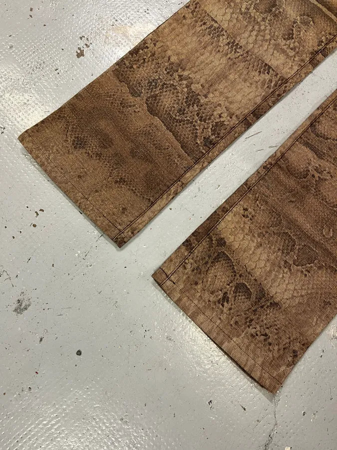 2000s Cavalli Brown Python Effect Pants QwAtzNR 6