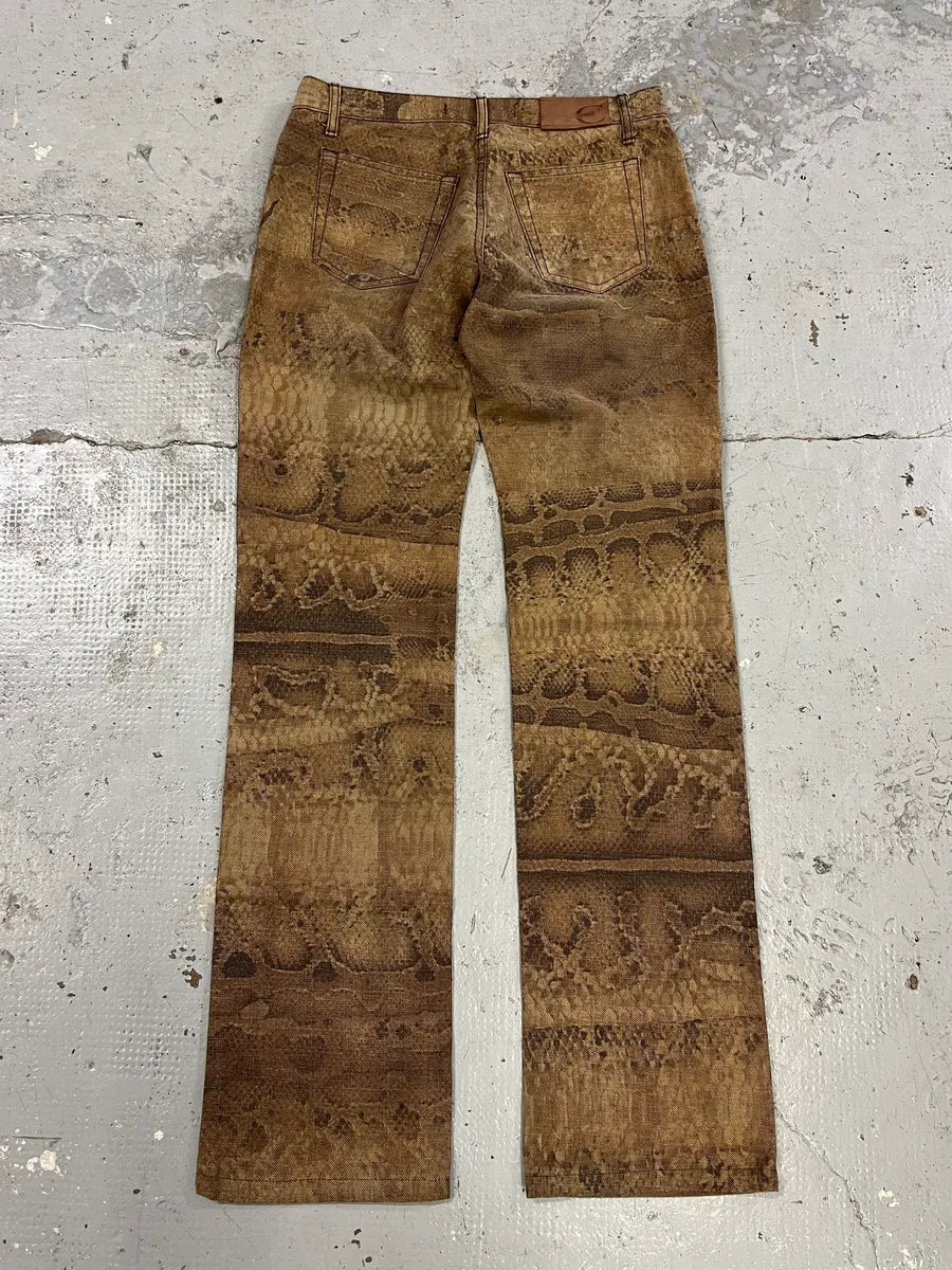 2000s Cavalli Brown Python Effect Pants QwAtzNR 7