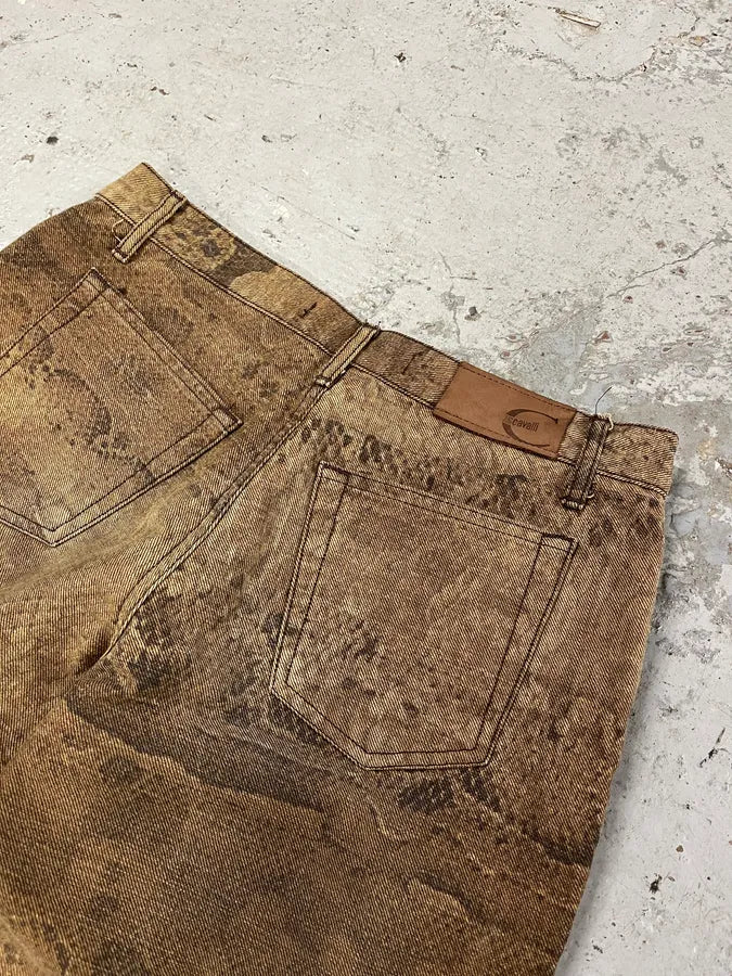 2000s Cavalli Brown Python Effect Pants QwAtzNR 8