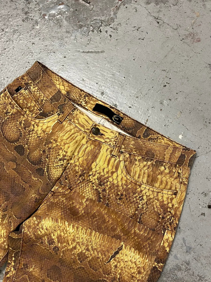 2001 Cavalli Brown Python Effect Pants WsCZUkH 5
