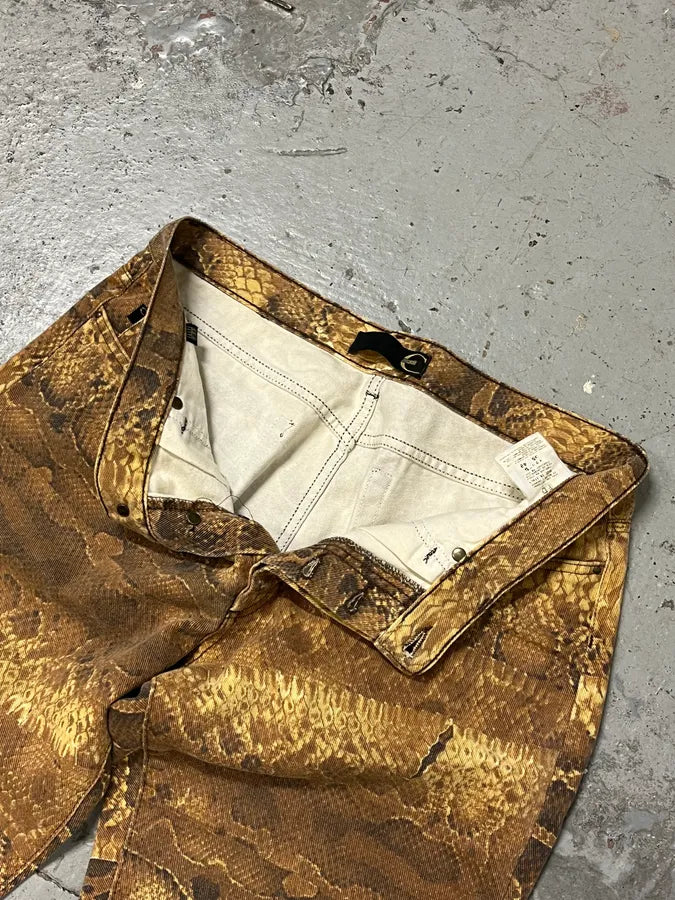 2001 Cavalli Brown Python Effect Pants WsCZUkH 10