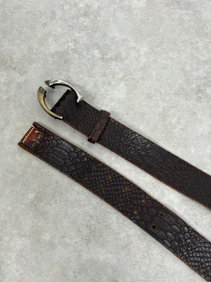 2000s Cavalli Brown Python Embossed Leather Belt GbVNXue 2