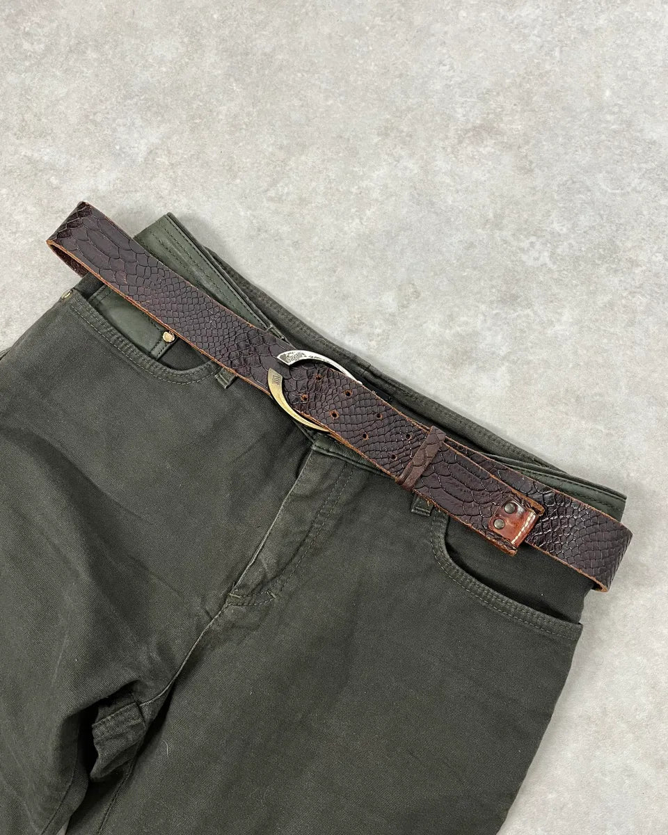 2000s Cavalli Brown Python Embossed Leather Belt GbVNXue 1