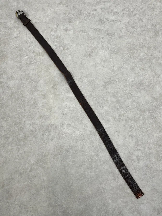 2000s Cavalli Brown Python Embossed Leather Belt GbVNXue 4