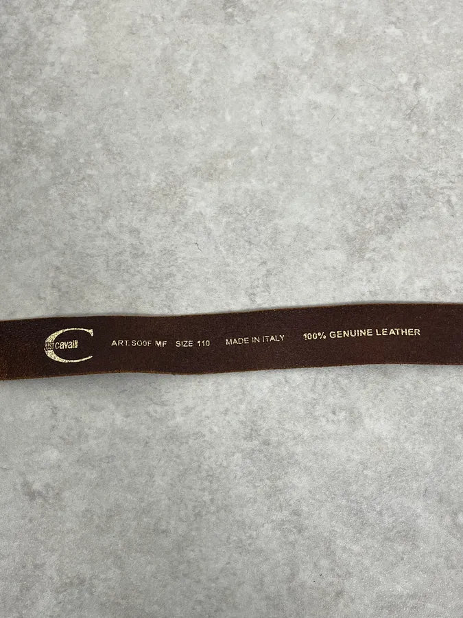 2000s Cavalli Brown Python Embossed Leather Belt GbVNXue 6
