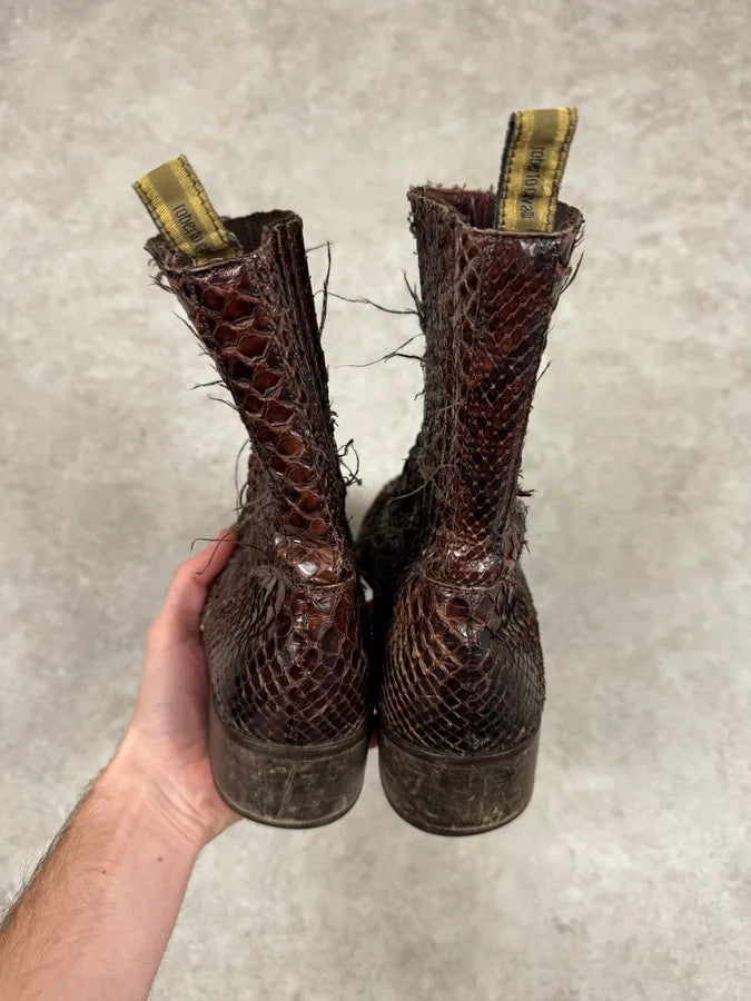 2000s Cavalli Brown Python Leather Boots RNbNUXh 3
